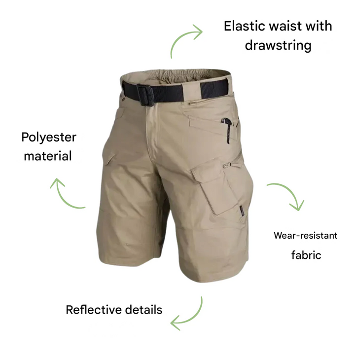 Utomhusshorts för herr med 6 dragkedjefickor - FlexTrek Cargo Shorts