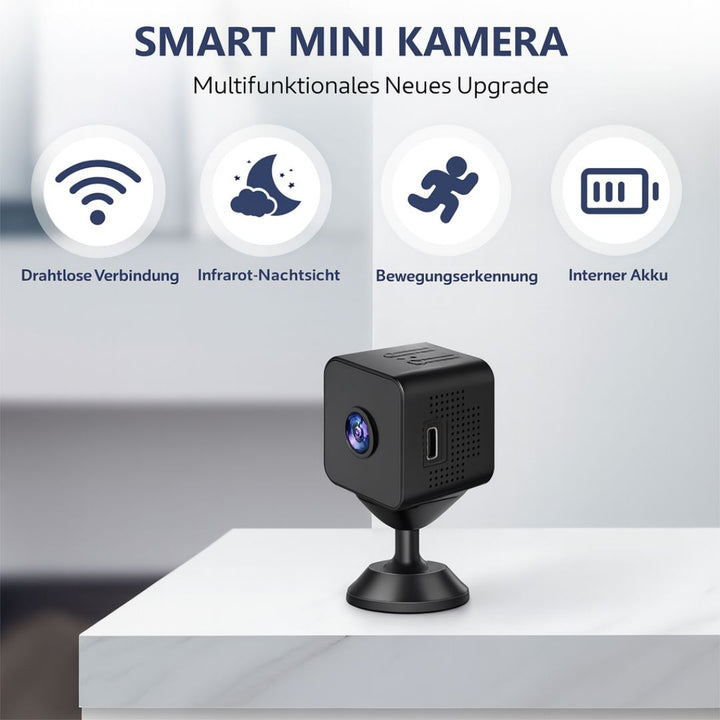 Övervakningskamera för inomhus och utomhus | Mini Wi-Fi-kamera med livesändning till mobilen | Trådlös och kompakt | MiniGuardiano