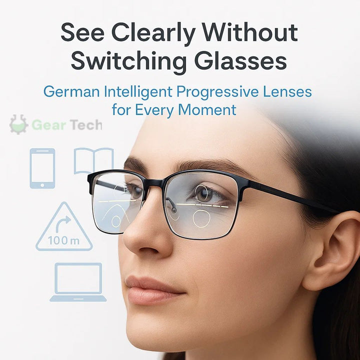 Smarta progressiva multifokala glasögon, unisex, tyska