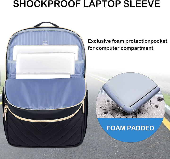 Lätt vattentät laptopryggsäck med USB-port – kompatibel med 15,6"