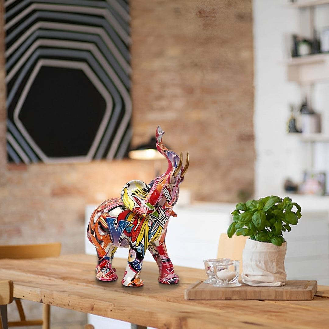 Abstrakt elefant - handgjort konstföremål med lyckosymbol