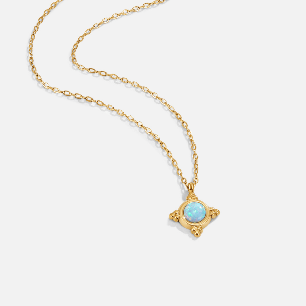 Vintage Halsband med hänge i blå opal