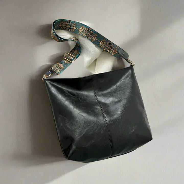 Vintage skuldertaske i syntetisk stof til damer