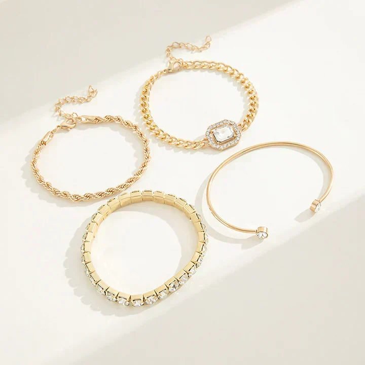 Elegant armbandsset i silver med diskret månform