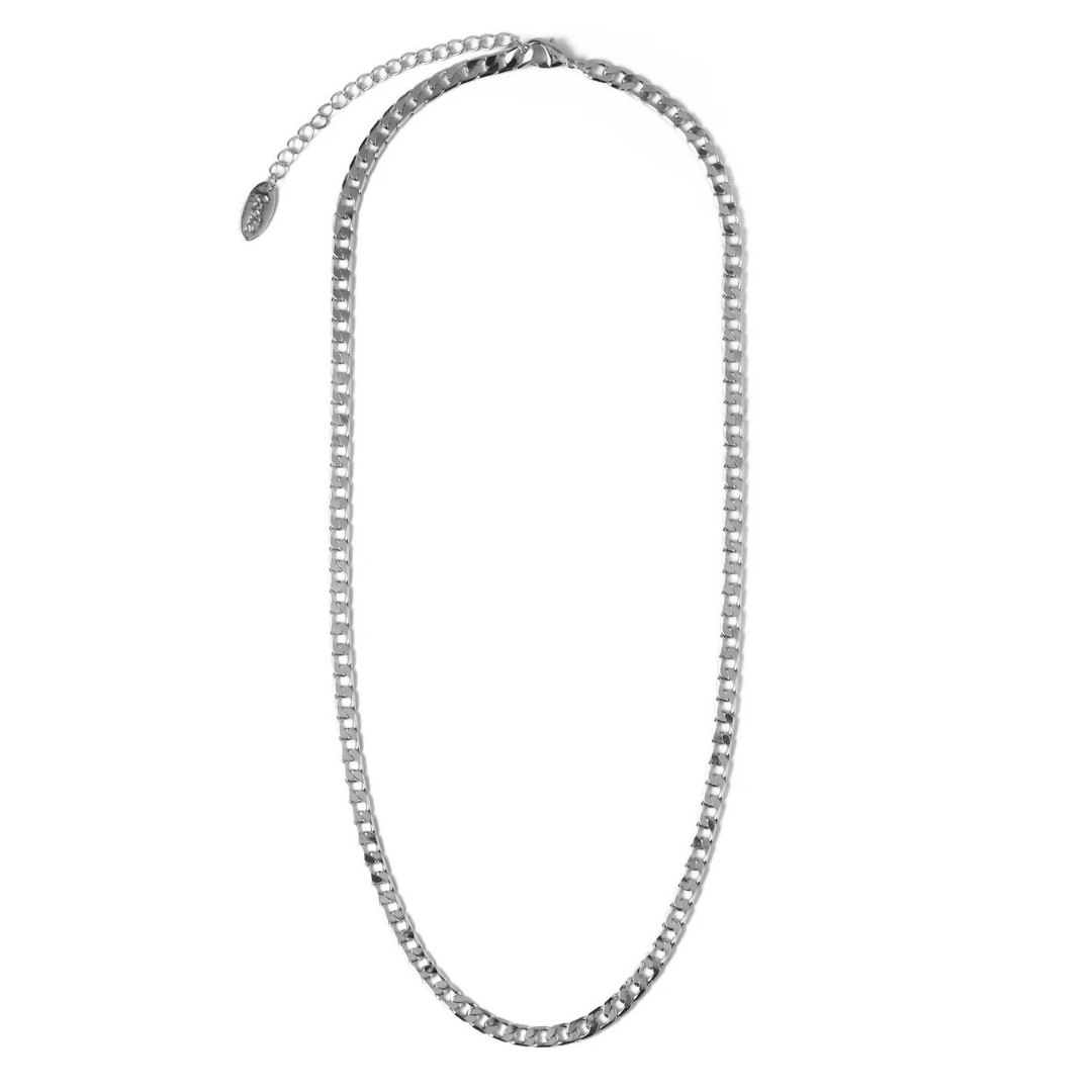 Elegant halsband i vitguld med platt länk