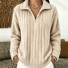 Fleecetröja dam med halv dragkedja - Ribbstickad pullover