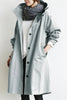 Lång trenchcoat med huva för dam, vattentät, oversized passform