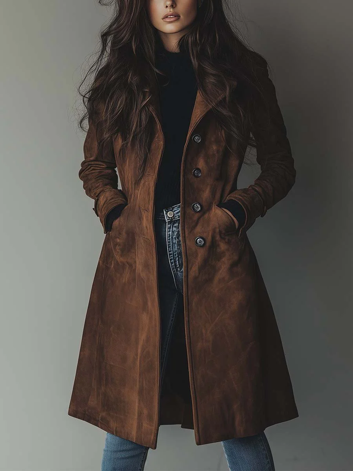 Trenchcoat dam med reverskrage och sidofickor