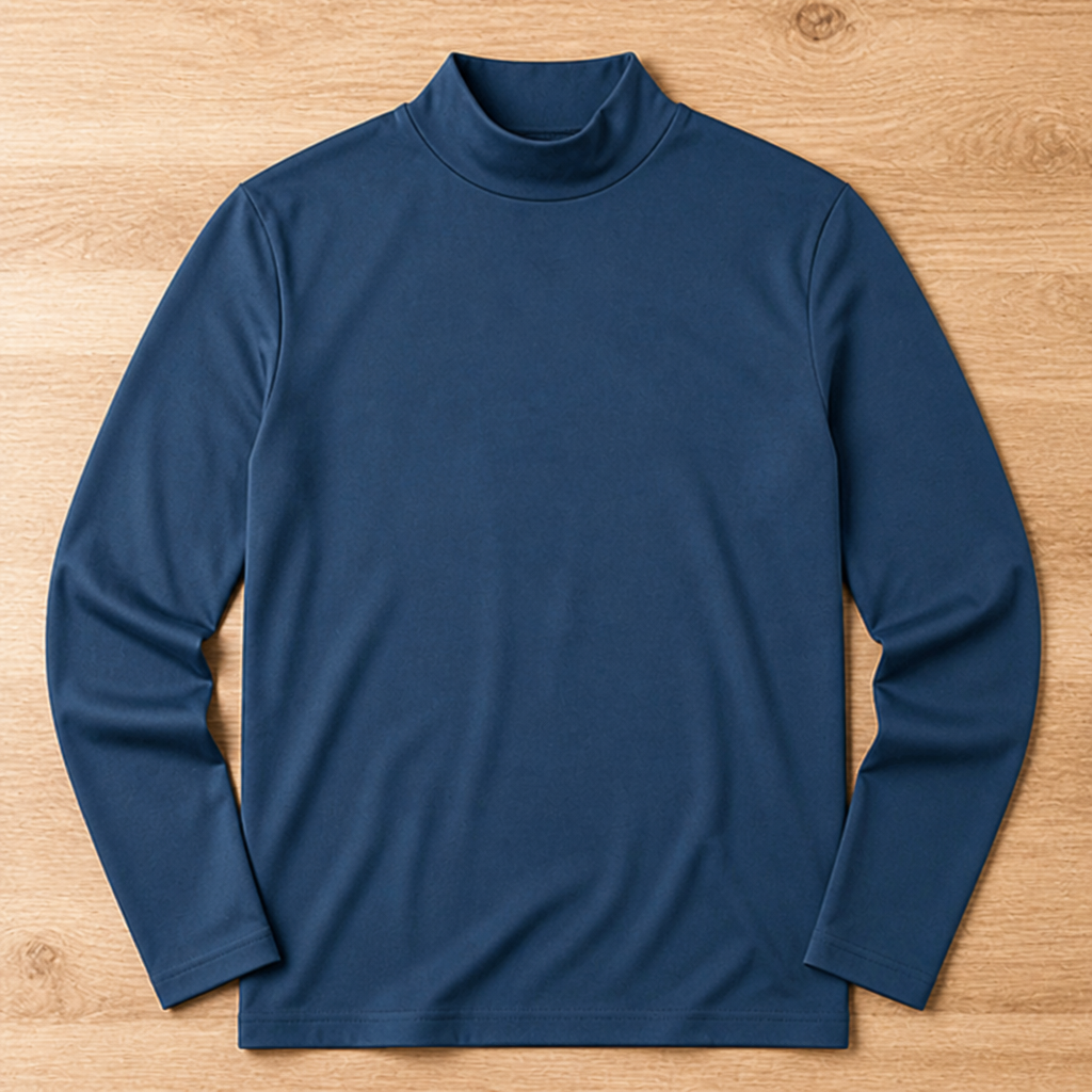 Slim fit-långärmad tröja för herr med högt, nedvikbart krage